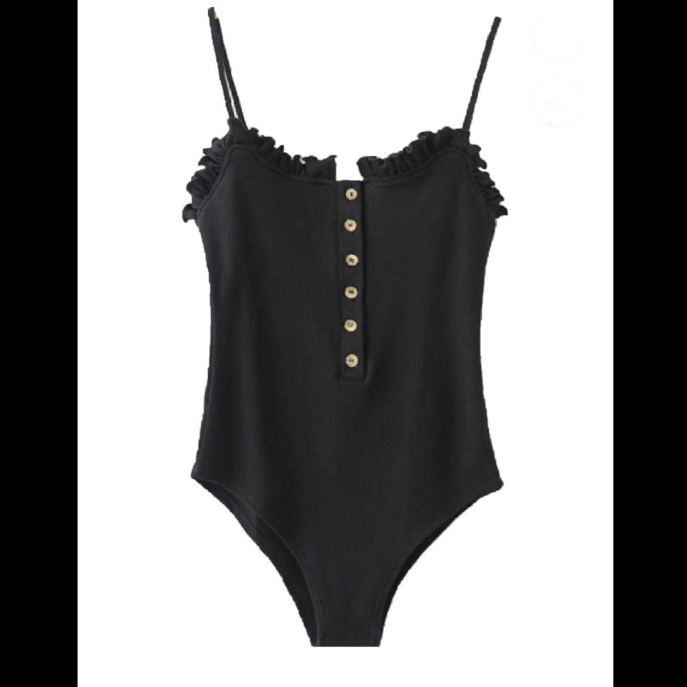 Goodnight Macaroon Kacie Ruffle Button Bodysuit